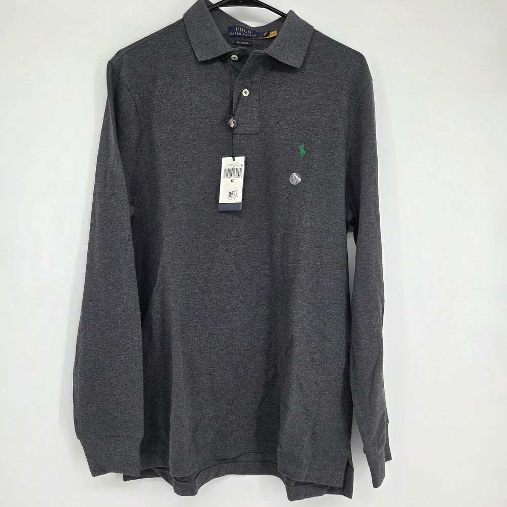 Polo Ralph Lauren Mens Long Sleeve Shirt Gray Classic Fit Work Shirt  NWT
